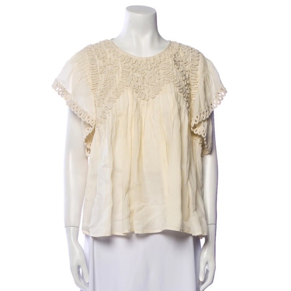 Sea New York Tops - NWT SEA NEW YORK FRIDA SOLID FLUTTER SLEEVE BLOUSE TOP CREAM S
